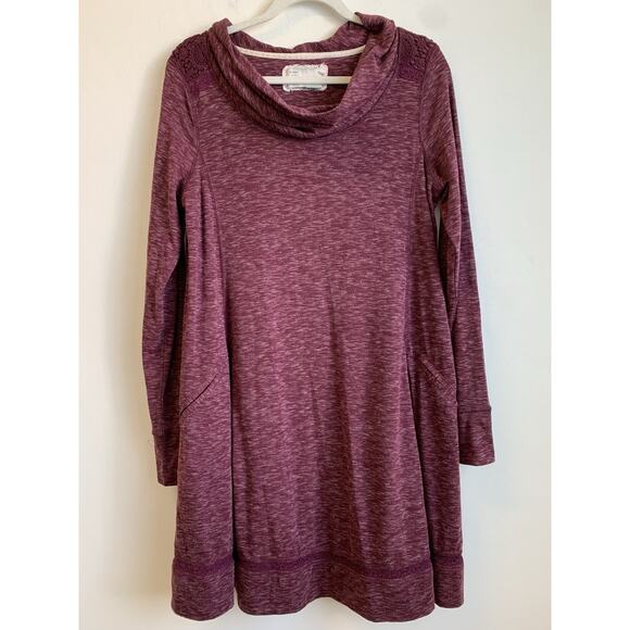 Anthropologie Saturday Sunday Tunic Dress Cowl Neck Long Sleeve Crochet Size L - Picture 2 of 16